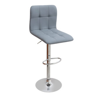 Σκαμπό μπαρ Carmelo Megapap με ρυθμιζόμενο ύψος PU γκρι - βάση χρωμίου 45x42x90/113εκ.