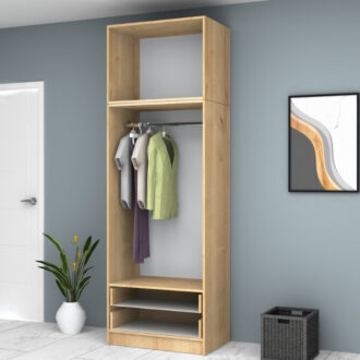 Alternative view of Ντουλάπα ρούχων Ricardo Megapap δίφυλλη με πατάρι και συρτάρια χρώμα φυσικό οξιάς 80x51,8x240εκ.