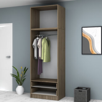 Alternative view of Ντουλάπα ρούχων Ricardo Megapap δίφυλλη με πατάρι και συρτάρια χρώμα καρυδί 80x51,8x240εκ.