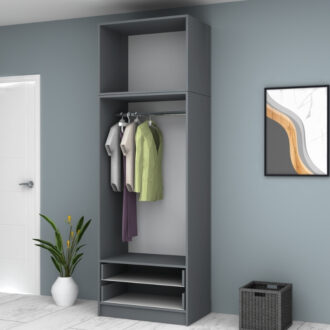 Alternative view of Ντουλάπα ρούχων Ricardo Megapap δίφυλλη με πατάρι και συρτάρια χρώμα ανθρακί 80x51,8x240εκ.