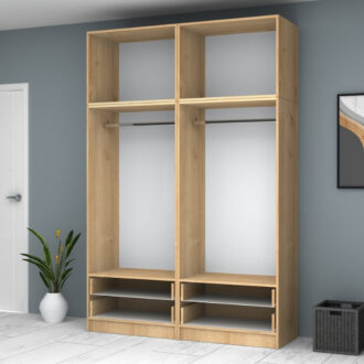 Alternative view of Ντουλάπα ρούχων Ricardo Megapap τετράφυλλη με πατάρι και συρτάρια χρώμα φυσικό οξιάς 160x51,8x240εκ.