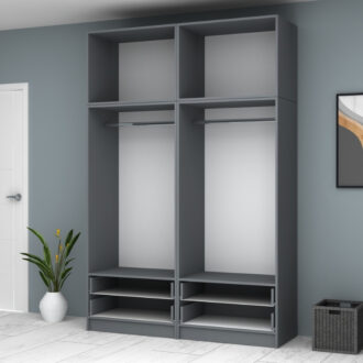 Alternative view of Ντουλάπα ρούχων Ricardo Megapap τετράφυλλη με πατάρι και συρτάρια χρώμα ανθρακί 160x51,8x240εκ.