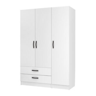 Ντουλάπα ρούχων Ricardo Megapap τρίφυλλη με συρτάρια χρώμα λευκό 120x51,8x181εκ.