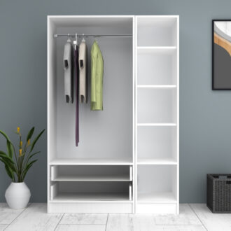 Alternative view of Ντουλάπα ρούχων Ricardo Megapap τρίφυλλη με συρτάρια χρώμα λευκό 120x51,8x181εκ.