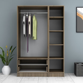 Alternative view of Ντουλάπα ρούχων Ricardo Megapap τρίφυλλη με συρτάρια χρώμα καρυδί 120x51,8x181εκ.