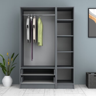 Alternative view of Ντουλάπα ρούχων Ricardo Megapap τρίφυλλη με συρτάρια χρώμα ανθρακί 120x51,8x181εκ.