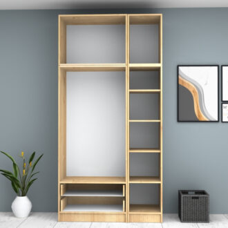 Alternative view of Ντουλάπα ρούχων Ricardo Megapap τρίφυλλη με πατάρι και συρτάρια χρώμα φυσικό οξιάς 120x51,8x240εκ.