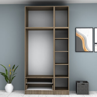 Alternative view of Ντουλάπα ρούχων Ricardo Megapap τρίφυλλη με πατάρι και συρτάρια χρώμα καρυδί 120x51,8x240εκ.