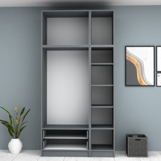 Alternative view of Ντουλάπα ρούχων Ricardo Megapap τρίφυλλη με πατάρι και συρτάρια χρώμα ανθρακί 120x51,8x240εκ.