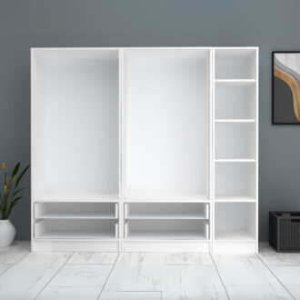 Alternative view of Ντουλάπα ρούχων Ricardo Megapap πεντάφυλλη με συρτάρια χρώμα λευκό 200x51,8x181εκ.