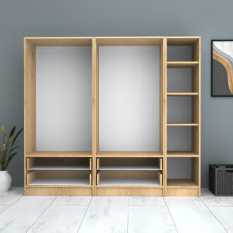 Alternative view of Ντουλάπα ρούχων Ricardo Megapap πεντάφυλλη με συρτάρια χρώμα φυσικό οξιάς 200x51,8x181εκ.