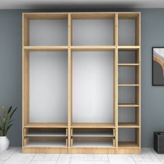 Alternative view of Ντουλάπα ρούχων Ricardo Megapap πεντάφυλλη με πατάρι και συρτάρια χρώμα φυσικό οξιάς 200x51,8x240εκ.