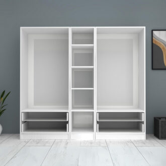 Alternative view of Ντουλάπα ρούχων Ricardo Megapap πεντάφυλλη με συρτάρια χρώμα λευκό 200x51,8x181εκ.