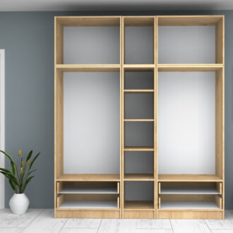 Alternative view of Ντουλάπα ρούχων Ricardo Megapap πεντάφυλλη με πατάρι και συρτάρια χρώμα φυσικό οξιάς 200x51,8x240εκ.