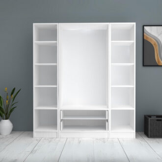 Alternative view of Ντουλάπα ρούχων Ricardo Megapap τετράφυλλη με συρτάρια χρώμα λευκό 160x51,8x181εκ.