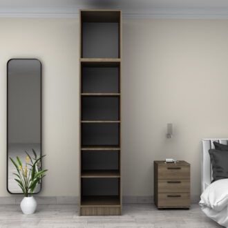 Alternative view of Ντουλάπα ρούχων Victoria Megapap μονόφυλλη με πατάρι χρώμα καρυδί 50x60x240εκ.