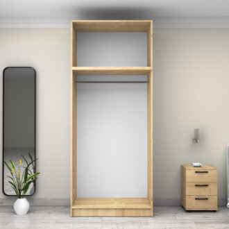 Alternative view of Ντουλάπα ρούχων Victoria Megapap δίφυλλη με πατάρι χρώμα φυσικό οξιάς 100x60x240εκ.