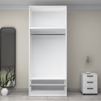 Alternative view of Ντουλάπα ρούχων Victoria Megapap δίφυλλη με πατάρι και συρτάρια χρώμα λευκό 100x60x240εκ.