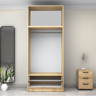 Alternative view of Ντουλάπα ρούχων Victoria Megapap δίφυλλη με πατάρι και συρτάρια χρώμα φυσικό οξιάς 100x60x240εκ.