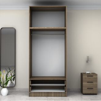 Alternative view of Ντουλάπα ρούχων Victoria Megapap δίφυλλη με πατάρι και συρτάρια χρώμα καρυδί 100x60x240εκ.