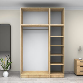 Alternative view of Ντουλάπα ρούχων Victoria Megapap τρίφυλλη με πατάρι χρώμα φυσικό οξιάς 150x60x240εκ.