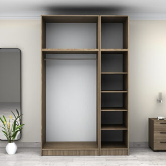 Alternative view of Ντουλάπα ρούχων Victoria Megapap τρίφυλλη με πατάρι χρώμα καρυδί 150x60x240εκ.