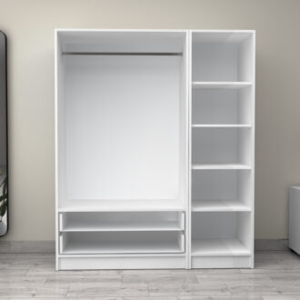 Alternative view of Ντουλάπα ρούχων Victoria Megapap τρίφυλλη με συρτάρια χρώμα λευκό 150x60x181εκ.