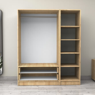 Alternative view of Ντουλάπα ρούχων Victoria Megapap τρίφυλλη με συρτάρια χρώμα φυσικό οξιάς 150x60x181εκ.