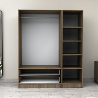 Alternative view of Ντουλάπα ρούχων Victoria Megapap τρίφυλλη με συρτάρια χρώμα καρυδί 150x60x181εκ.