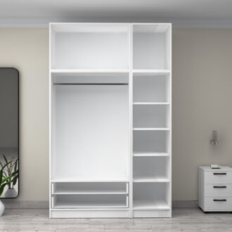 Alternative view of Ντουλάπα ρούχων Victoria Megapap τρίφυλλη με πατάρι και συρτάρια χρώμα λευκό 150x60x240εκ.