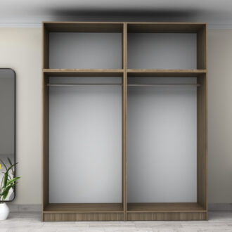 Alternative view of Ντουλάπα ρούχων Victoria Megapap τετράφυλλη με πατάρι χρώμα καρυδί 200x60x240εκ.