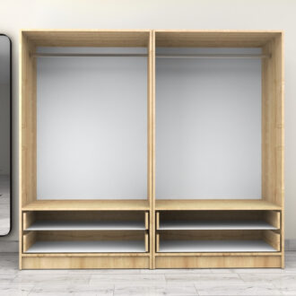 Alternative view of Ντουλάπα ρούχων Victoria Megapap τετράφυλλη με συρτάρια χρώμα φυσικό οξιάς 200x60x181εκ.