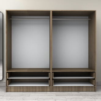 Alternative view of Ντουλάπα ρούχων Victoria Megapap τετράφυλλη με συρτάρια χρώμα καρυδί 200x60x181εκ.