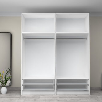 Alternative view of Ντουλάπα ρούχων Victoria Megapap τετράφυλλη με πατάρι και συρτάρια χρώμα λευκό 200x60x240εκ.