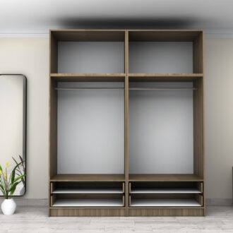 Alternative view of Ντουλάπα ρούχων Victoria Megapap τετράφυλλη με πατάρι και συρτάρια χρώμα καρυδί 200x60x240εκ.