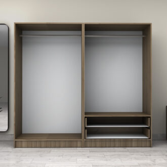 Alternative view of Ντουλάπα ρούχων Victoria Megapap τετράφυλλη με συρτάρια χρώμα καρυδί 200x60x181εκ.