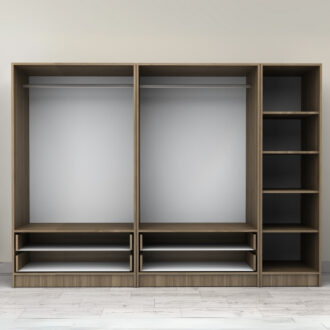 Alternative view of Ντουλάπα ρούχων Victoria Megapap πεντάφυλλη με συρτάρια χρώμα καρυδί 250x60x181εκ.