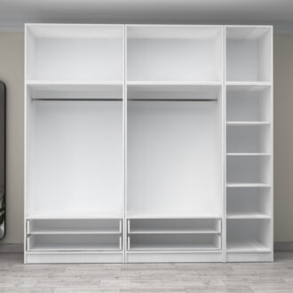 Alternative view of Ντουλάπα ρούχων Victoria Megapap πεντάφυλλη με πατάρι και συρτάρια χρώμα λευκό 250x60x240εκ.