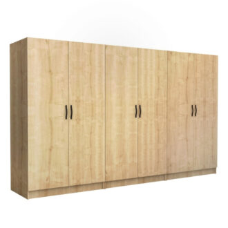 Ντουλάπα ρούχων Victoria Megapap εξάφυλλη χρώμα φυσικό οξιάς 300x60x181εκ.