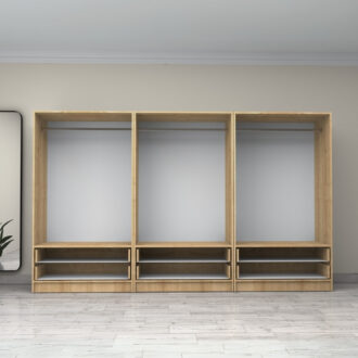 Alternative view of Ντουλάπα ρούχων Victoria Megapap εξάφυλλη με συρτάρια χρώμα φυσικό οξιάς 300x60x181εκ.