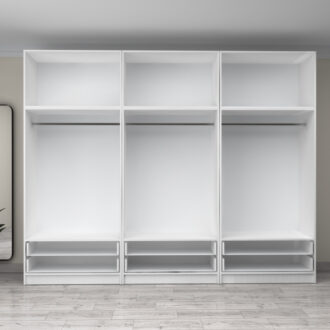 Alternative view of Ντουλάπα ρούχων Victoria Megapap εξάφυλλη με πατάρι και συρτάρια χρώμα λευκό 300x60x240εκ.