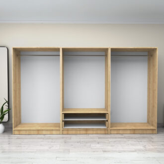 Alternative view of Ντουλάπα ρούχων Victoria Megapap εξάφυλλη με συρτάρια χρώμα φυσικό οξιάς 300x60x181εκ.