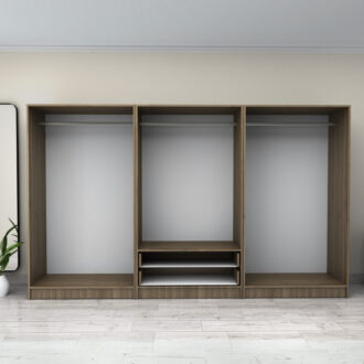 Alternative view of Ντουλάπα ρούχων Victoria Megapap εξάφυλλη με συρτάρια χρώμα καρυδί 300x60x181εκ.