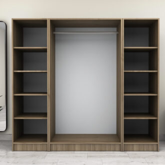 Alternative view of Ντουλάπα ρούχων Victoria Megapap τετράφυλλη χρώμα καρυδί 200x60x181εκ.