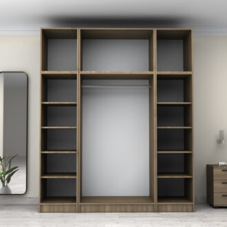 Alternative view of Ντουλάπα ρούχων Victoria Megapap τετράφυλλη με πατάρι χρώμα καρυδί 200x60x240εκ.