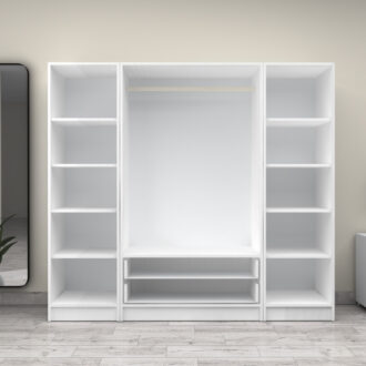 Alternative view of Ντουλάπα ρούχων Victoria Megapap τετράφυλλη με συρτάρια χρώμα λευκό 200x60x181εκ.