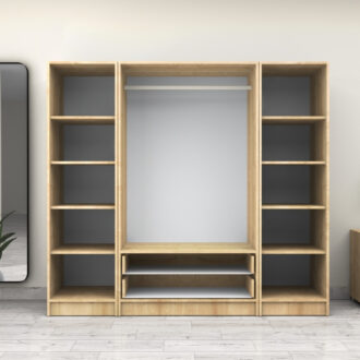 Alternative view of Ντουλάπα ρούχων Victoria Megapap τετράφυλλη με συρτάρια χρώμα φυσικό οξιάς 200x60x181εκ.