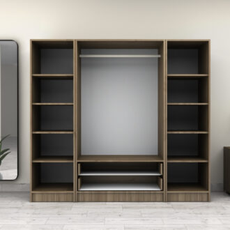 Alternative view of Ντουλάπα ρούχων Victoria Megapap τετράφυλλη με συρτάρια χρώμα καρυδί 200x60x181εκ.