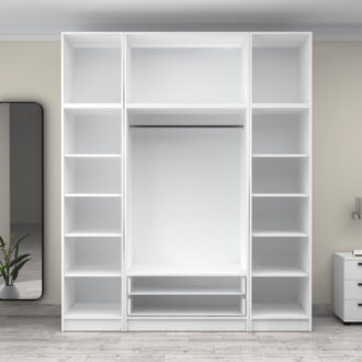 Alternative view of Ντουλάπα ρούχων Victoria Megapap τετράφυλλη με πατάρι και συρτάρια χρώμα λευκό 200x60x240εκ.