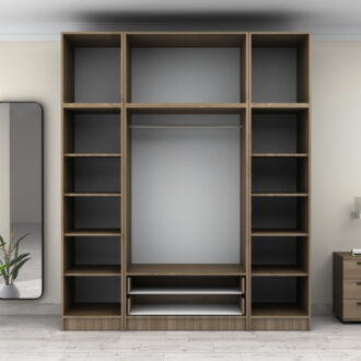 Alternative view of Ντουλάπα ρούχων Victoria Megapap τετράφυλλη με πατάρι και συρτάρια χρώμα καρυδί 200x60x240εκ.